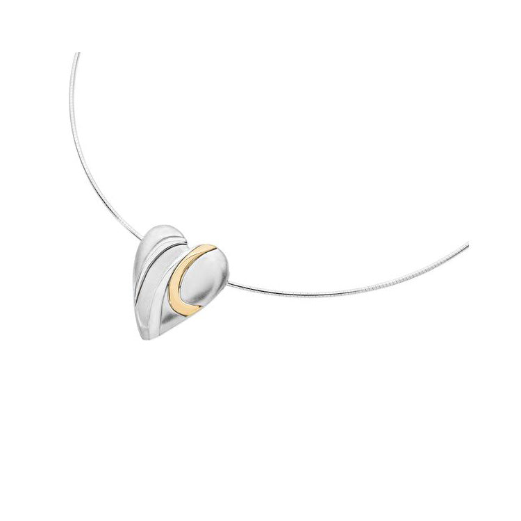 Silver and Gold Pebble Heart Neckwire-