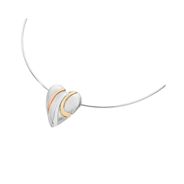 Silver and Gold Pebble Heart Neckwire-