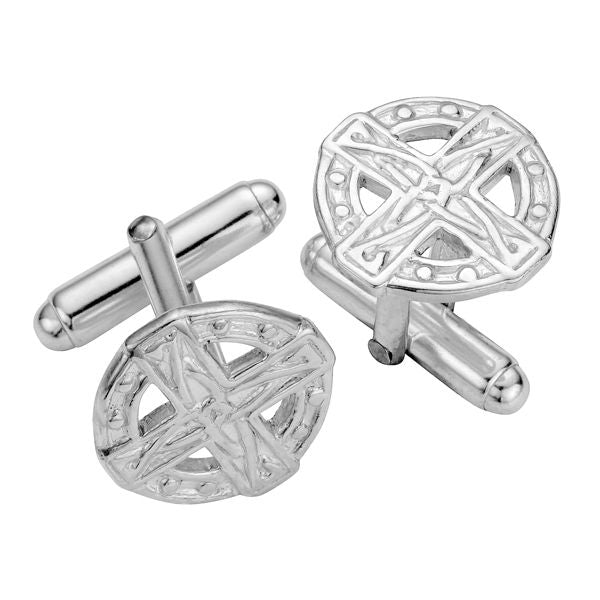 Silver Celtic Art Cross Cufflinks - NO160