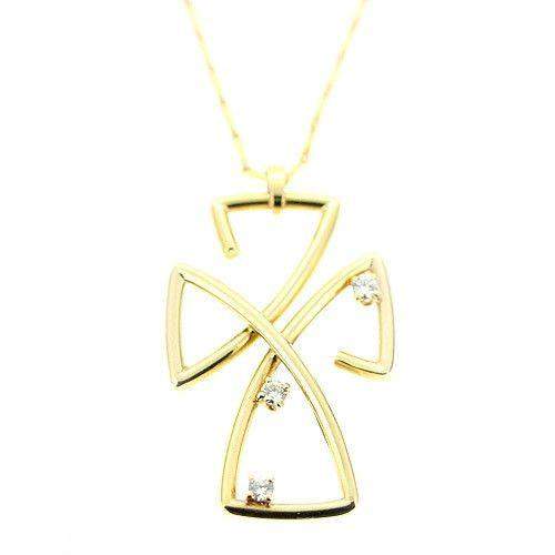 18 Carat Yellow Gold Cross With Diamonds -P461DG-Ogham Jewellery