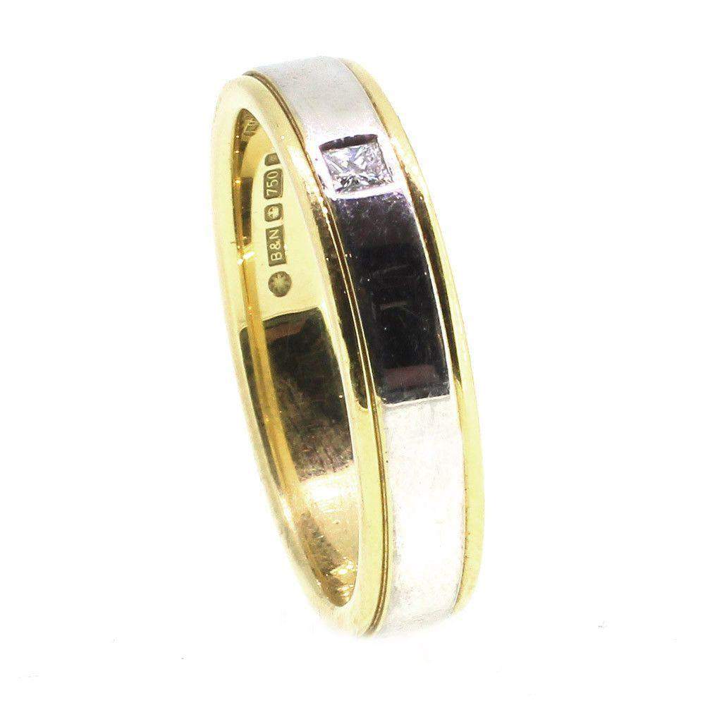 18 Carat Yellow &White Gold Diamond Wedding Ring - XD312-Ogham Jewellery