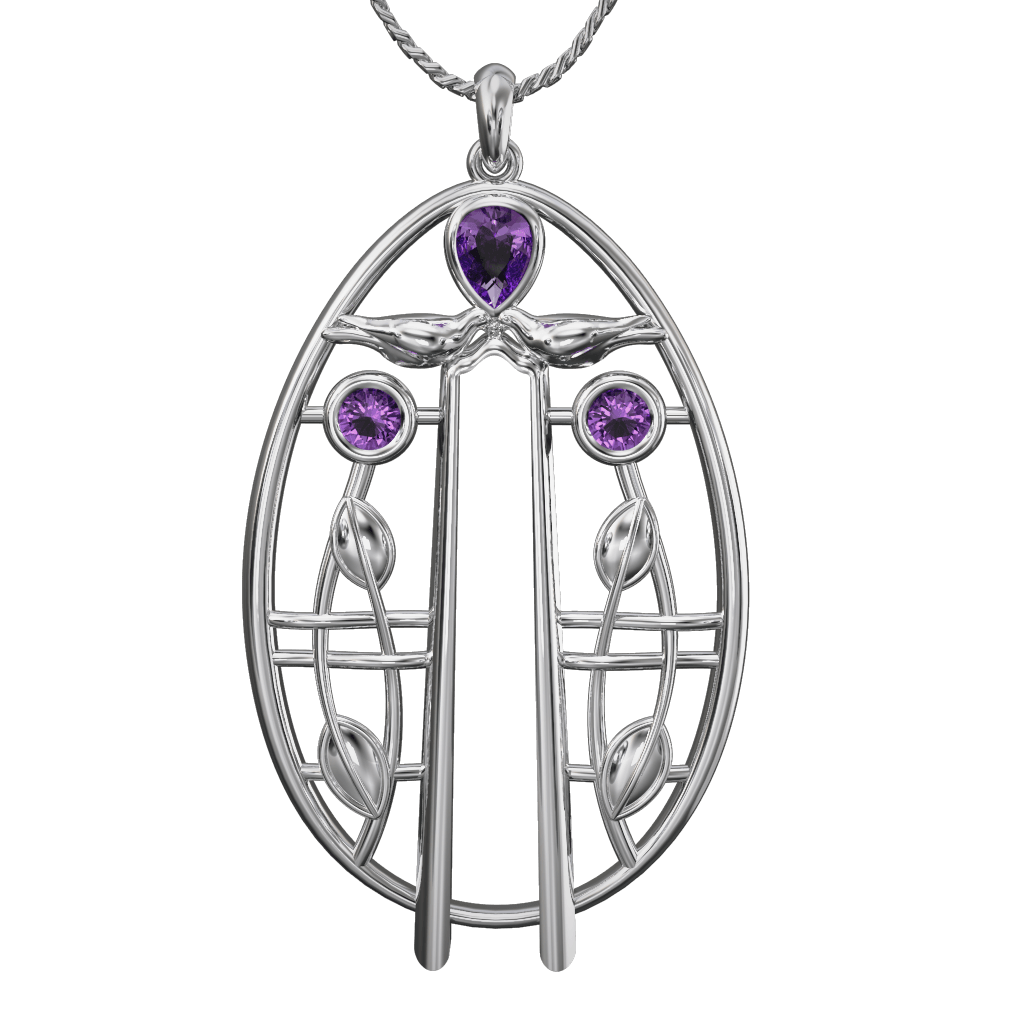 Sterling Silver and Amethyst Mackintosh Pendant - 181AM