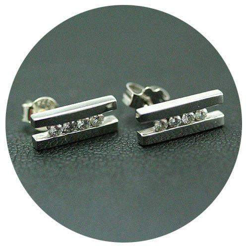 18ct White Gold &amp; 0.20ct Diamond Stud Earrings-Ogham Jewellery
