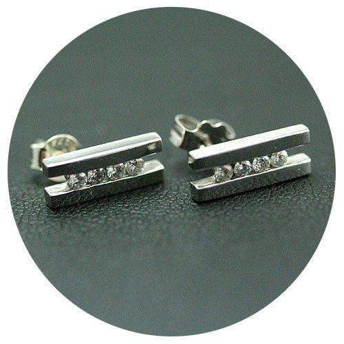 18ct White Gold & 0.20ct Diamond Stud Earrings-Ogham Jewellery