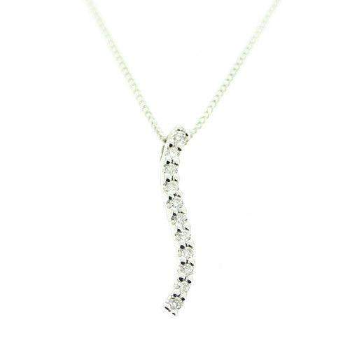 18ct White Gold &amp; Diamond Pendant-P2J47-Ogham Jewellery