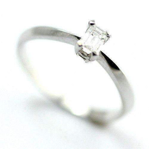 18ct White Gold Emerald Cut Certificated Diamond Engagement Ring 0.25ct-Ogham Jewellery