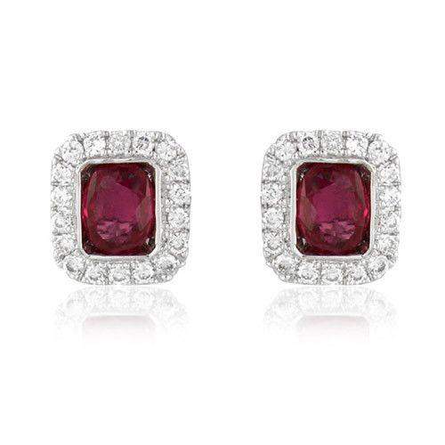 18ct White Gold with Diamonds and Ruby Earrings - MM8F41W-18DR-Ogham Jewellery
