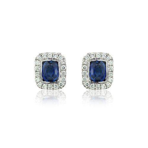18ct White Gold with Diamonds and Sapphire Earrings - MM8F41W-18DS-Ogham Jewellery