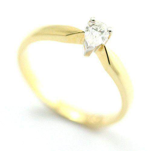 18ct Yellow Gold Certificated Pear Shape Diamond Engagement Ring - 0.25ct-Ogham Jewellery