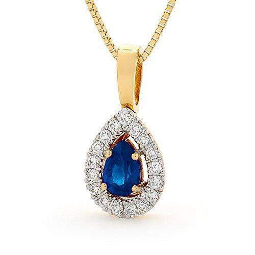 18ct Yellow Gold with Rhodium Diamond Sapphire (Pendant Only) MM6H24-18DS-Ogham Jewellery