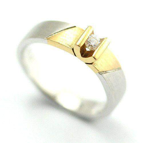 18ct Yellow &amp; White Gold 0.09ct Diamond Ring-Ogham Jewellery