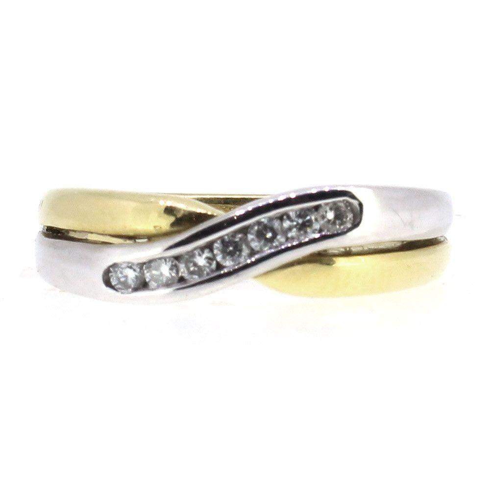18ct Yellow &amp; White Gold Crossover Diamond Ring-Ogham Jewellery