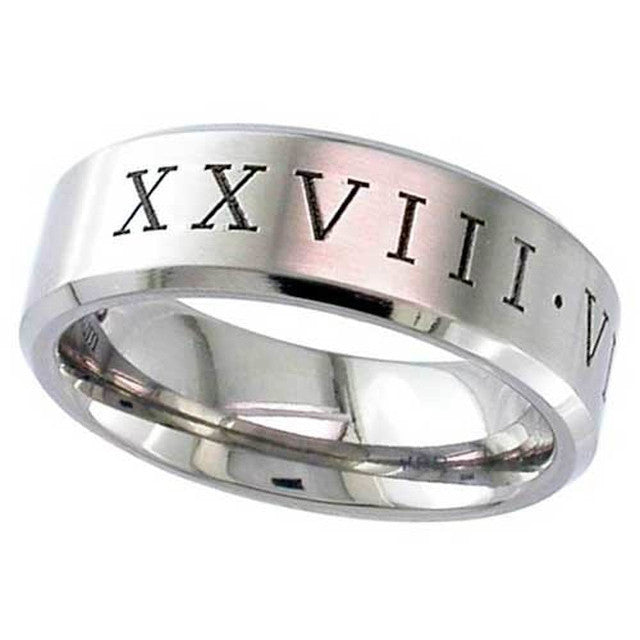 Titanium Ring With Roman Numerals - 2226CHRN