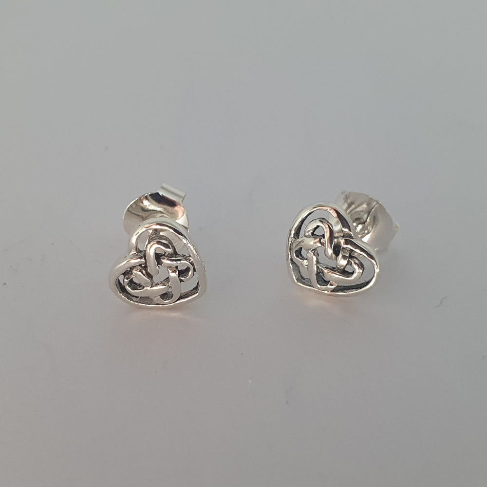 Sea Gems Sterling Silver Celtic Heart Stud Earrings  - 5582