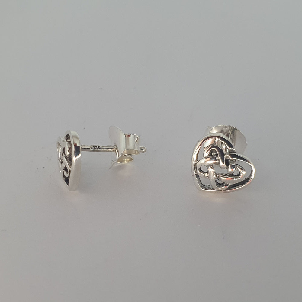 Sea Gems Sterling Silver Celtic Heart Stud Earrings  - 5582