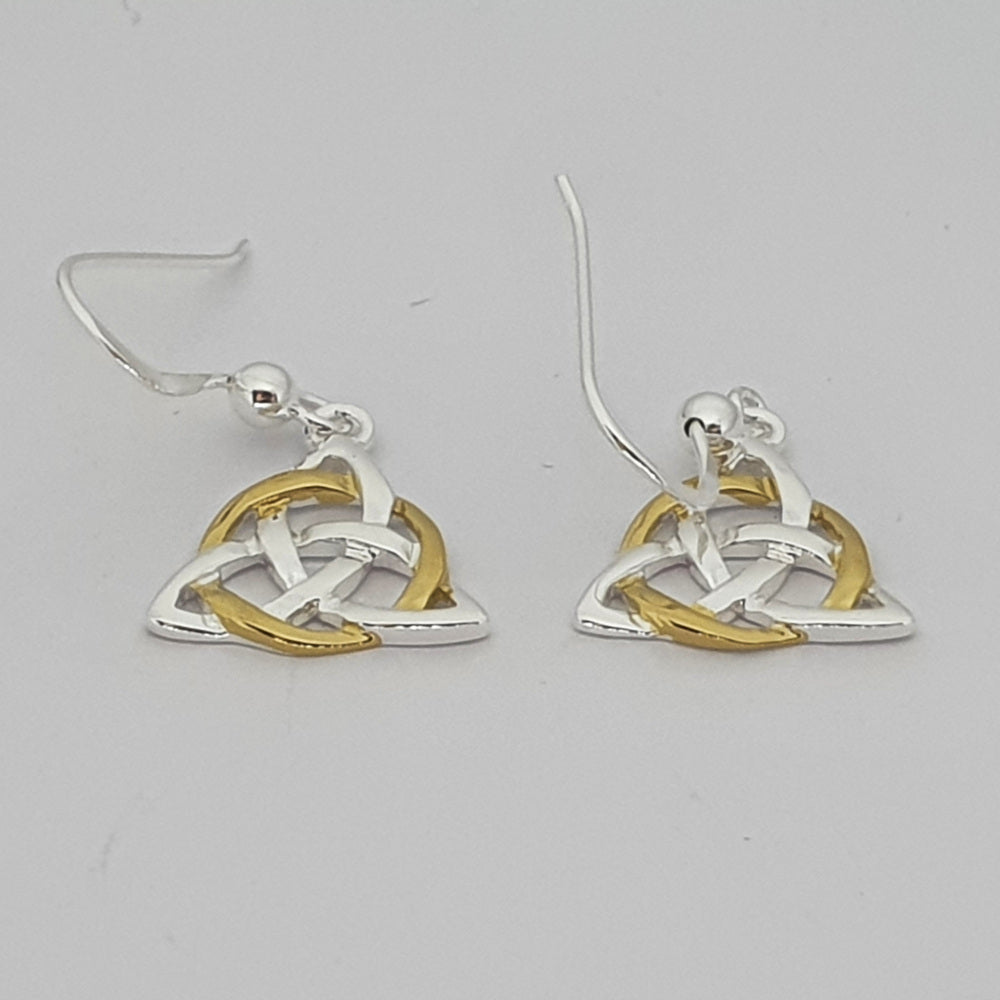 Sea Gems Gold Plated Silver and Sterling Silver Celtic Knotwork Earrings  - 4706