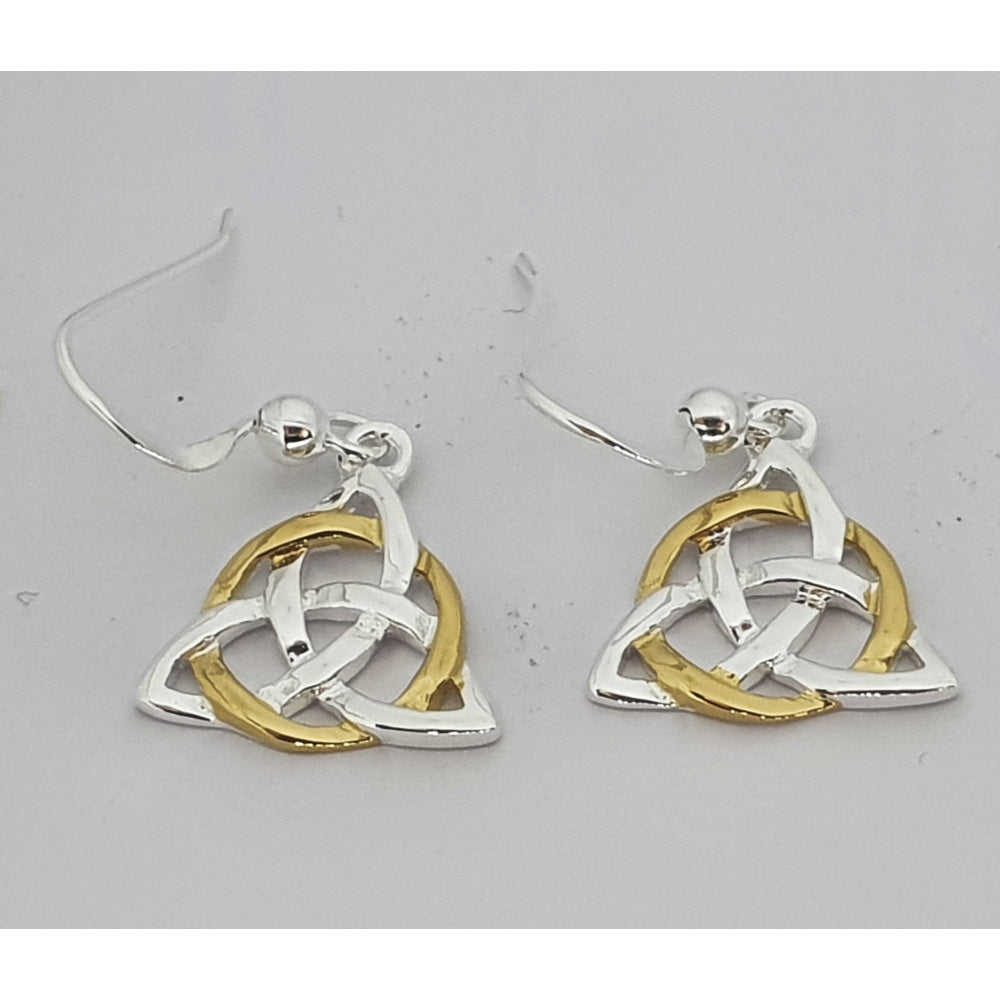 Sea Gems Gold Plated Silver and Sterling Silver Celtic Knotwork Earrings  - 4706
