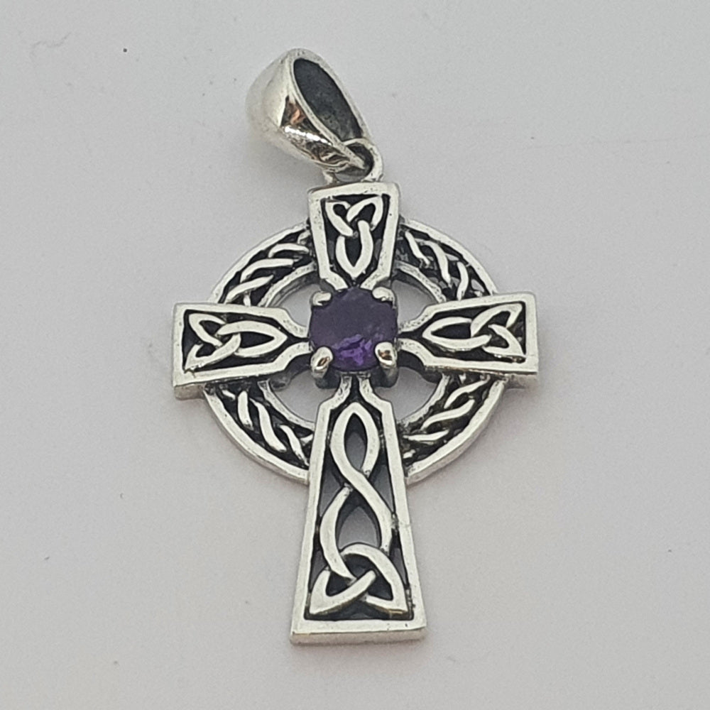 Sea Gems Sterling Silver Celtic Cross Pendant  - 4157A