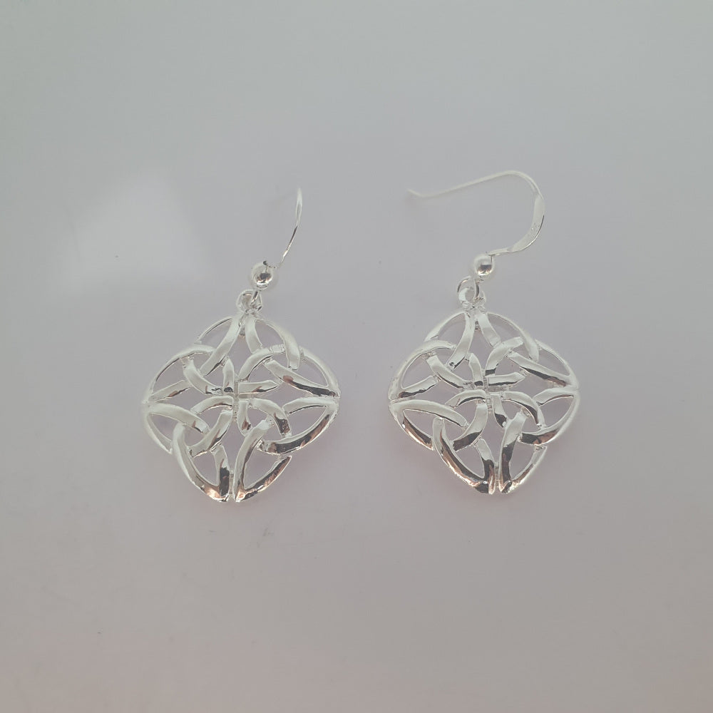 Sea Gems Sterling Silver Celtic Knotwork Drop Earrings  - 9155