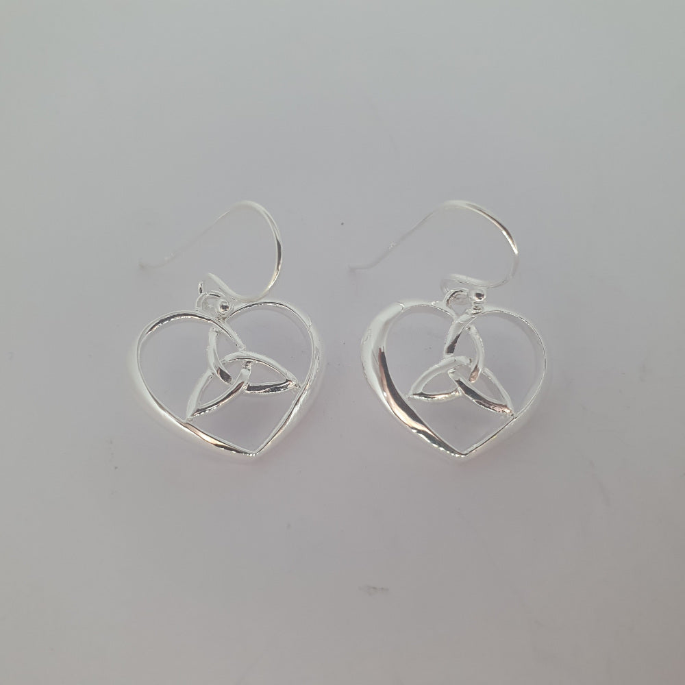 Sea Gems Sterling Silver Celtic Heart Drop Earrings  - 9158