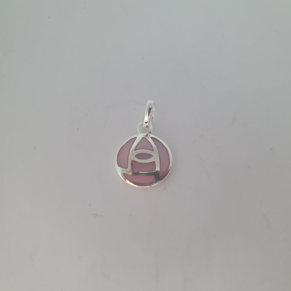 Sea Gems Sterling Silver and Pink Enamel Mackintosh Rose Pendant  - 6001MP
