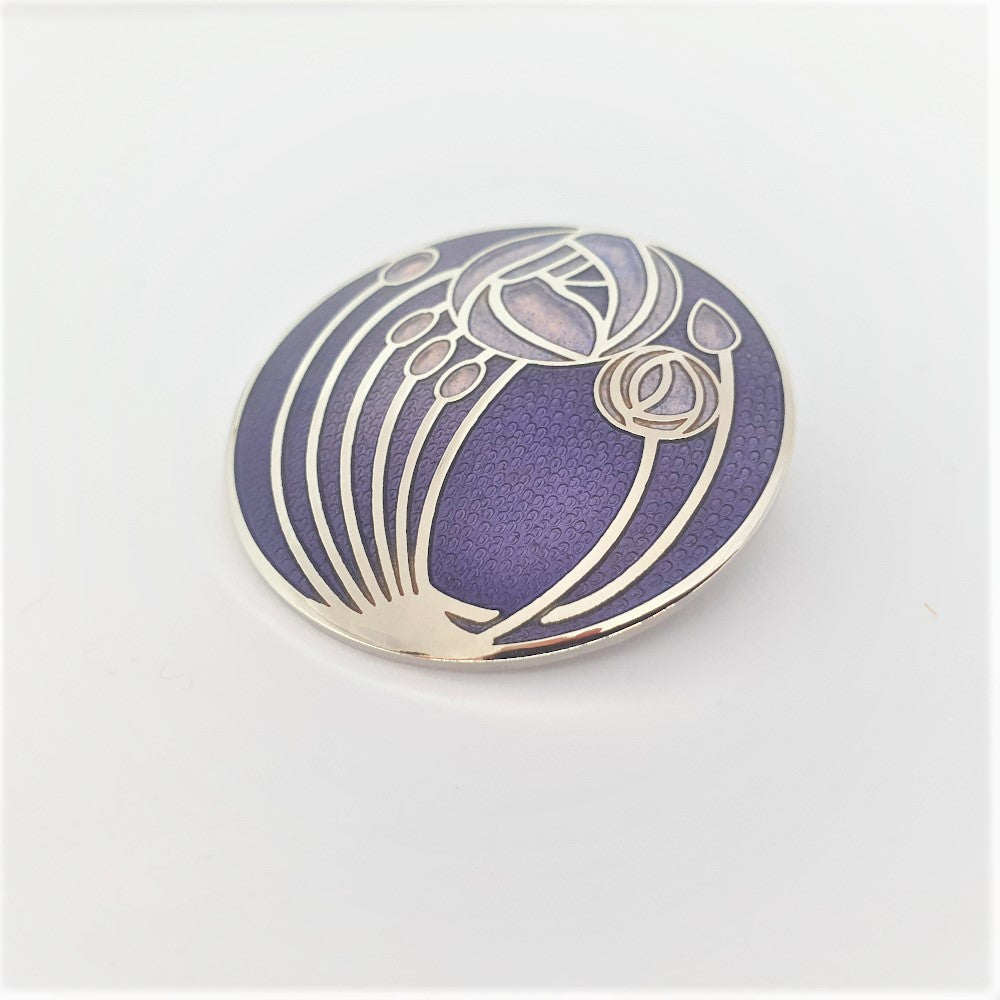 Sea Gems Pink and Purple Enamel Large Mackintosh Brooch - 7720