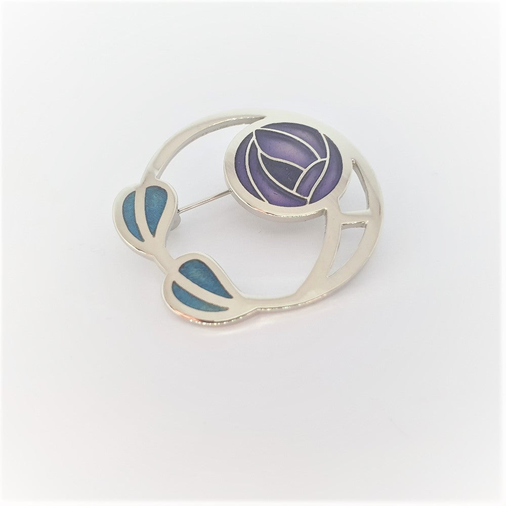 Sea Gems Purple and Green Enamel Small Mackintosh Brooch - 7682