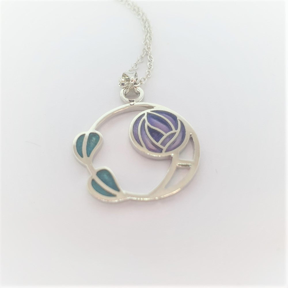 Sea Gems Purple and Green Mackintosh Rose Pendant - 7684P