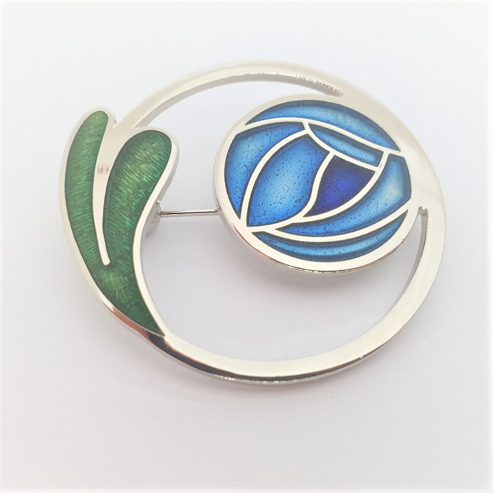 Sea Gems Blue and Green Enamel Large Mackintosh Brooch - 7485