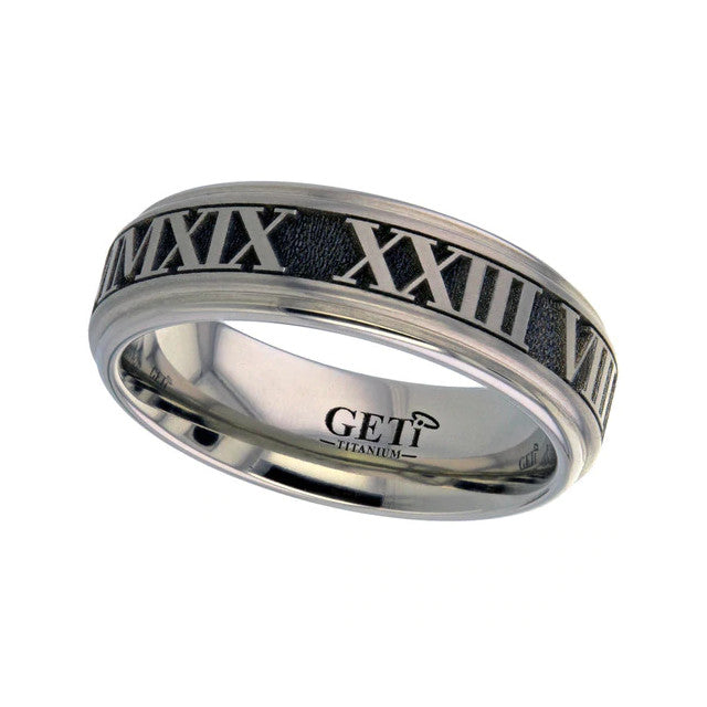 Titanium Roman Numeral Ring - 2201RN-INV
