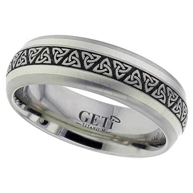 Titanium And White Gold Celtic Triquerta Ring - 2213-TRIN-9KW