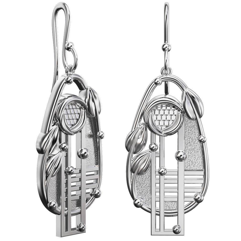 Sterling Silver Mackintosh Drop Earrings - 222