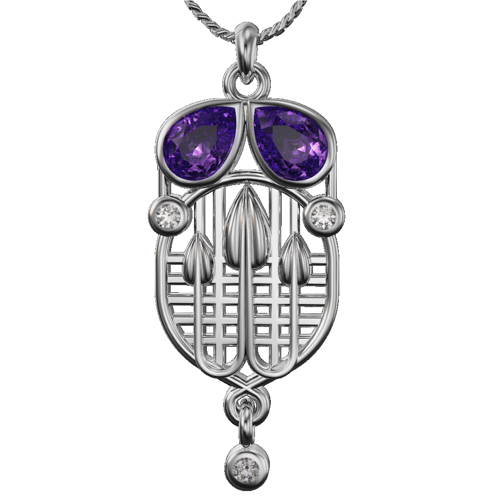 Sterling Silver and Amethyst Mackintosh Pendant - 226AC