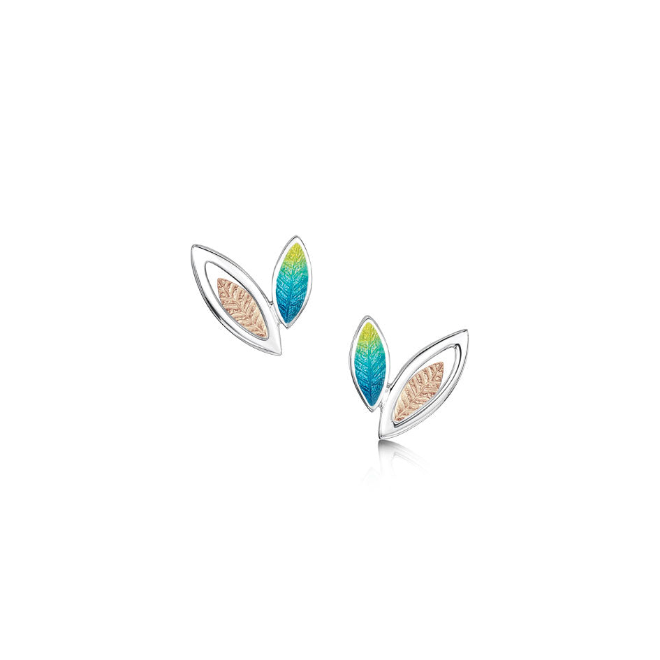Seasons Sterling Silver and Gold Leaf Earrings - SR-EE0265