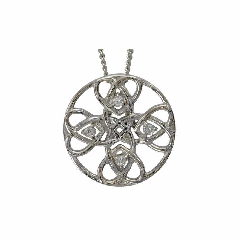 Sterling Silver And Zirconias Celtic Knotwork Pendant - 3133