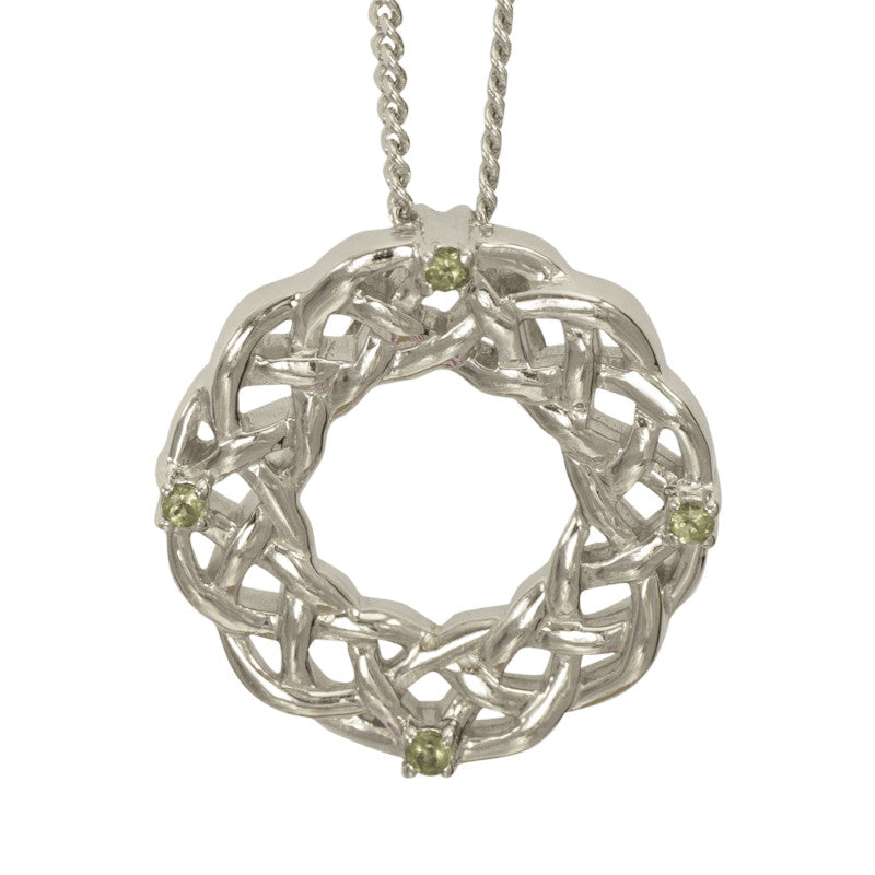 Sterling Silver And Peridot Celtic Knotwork Pendant - 3201