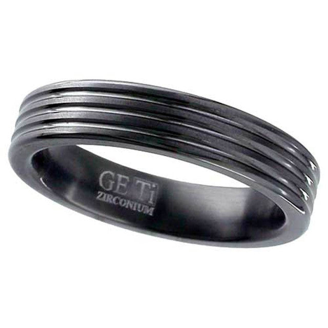 Grooved Zirconium Ring - 4023b
