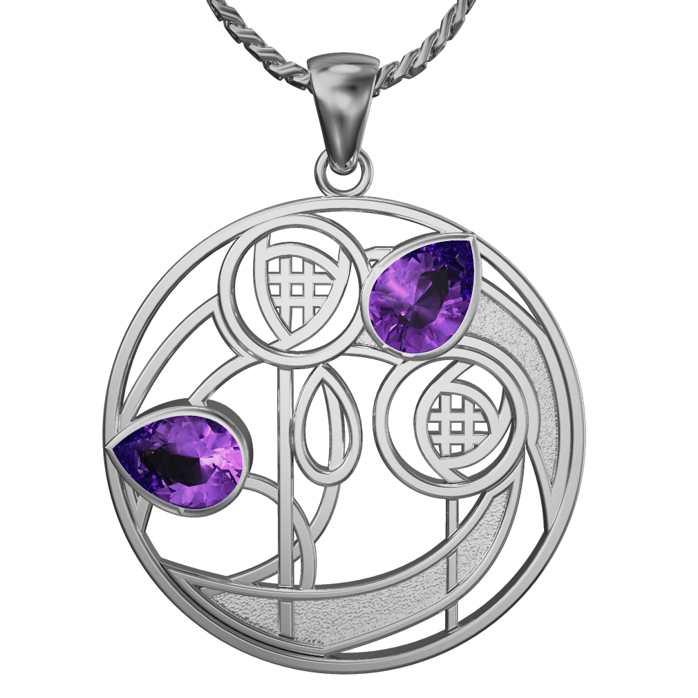 Sterling Silver and Amethyst Mackintosh Pendant - 420AM