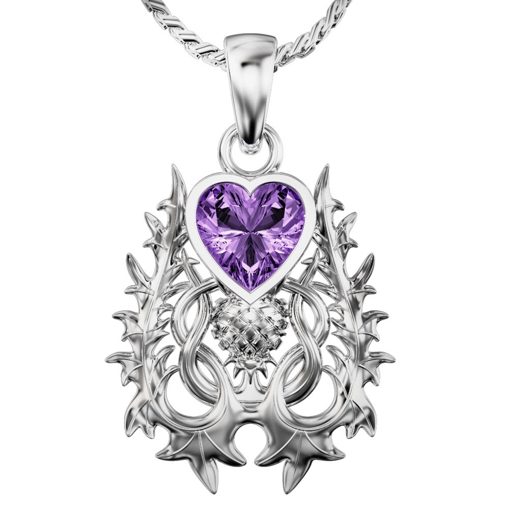 Sterling Silver and Amethyst Thistle Pendant - 5360