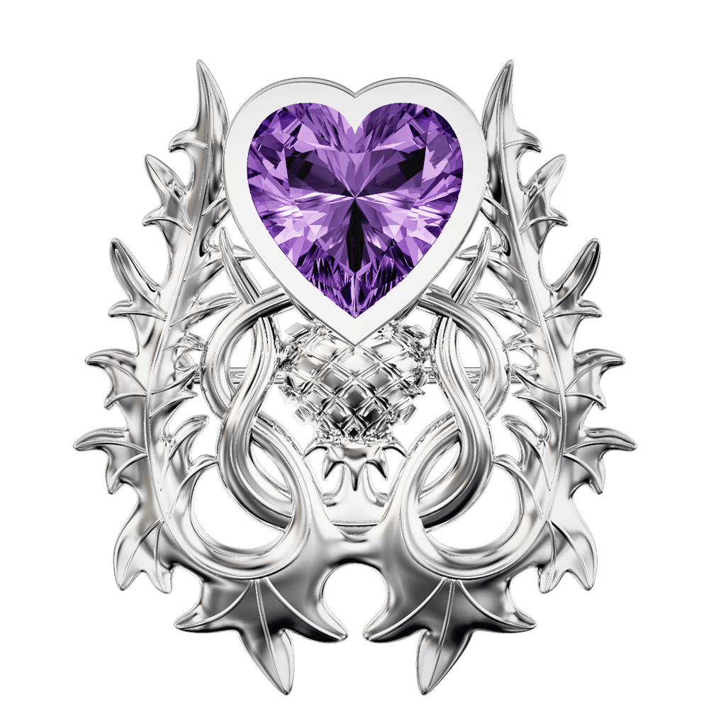 Sterling Silver and Amethyst Thistle Brooch - 5362