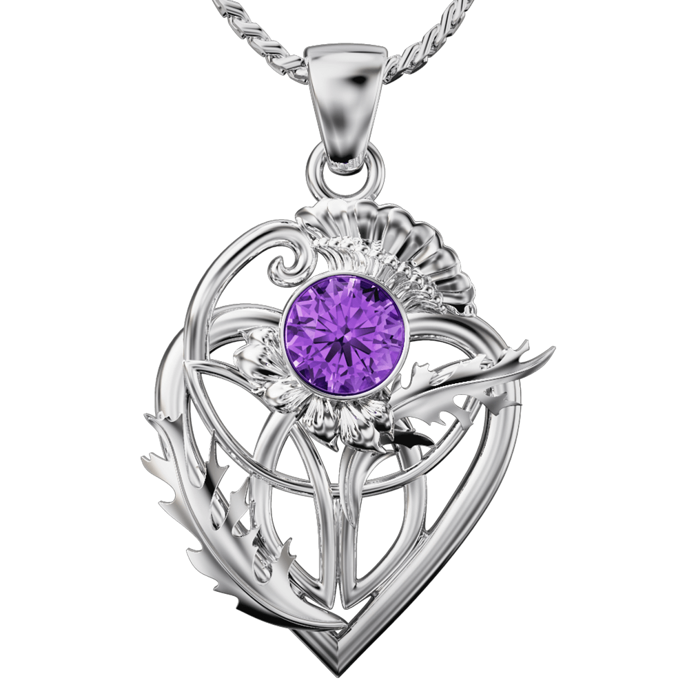 Sterling Silver and Amethyst Thistle Pendant - 6100