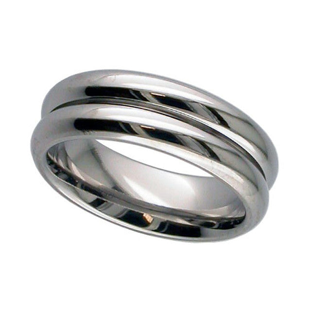 Twin Dome Titanium Ring - T123