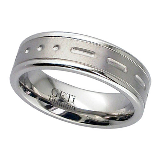 Morse Code 'Love' Titanium Ring - T036MC