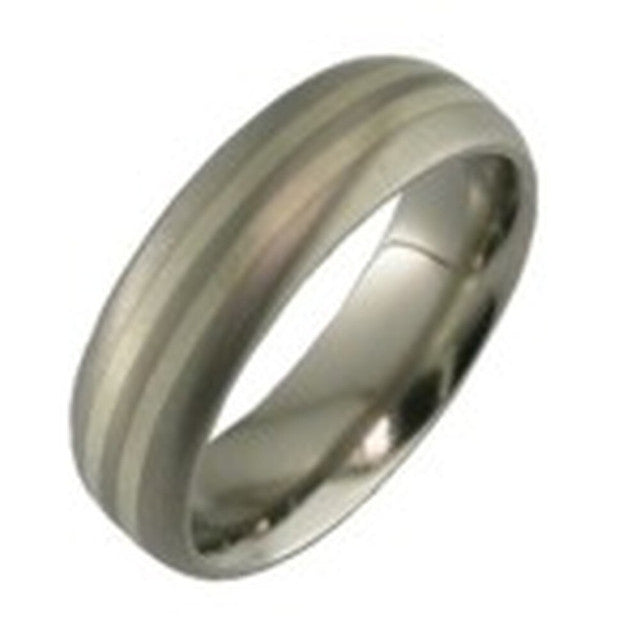 Titanium Ring with 18ct White Gold Inlays - 2219-9KW