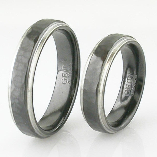 8mm Flat Black Brushed Zirconium Ring with Natural Offset Band | Titan  Jewellery