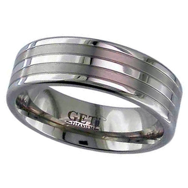 Titanium Ring With Satin Inlays - 2220GP