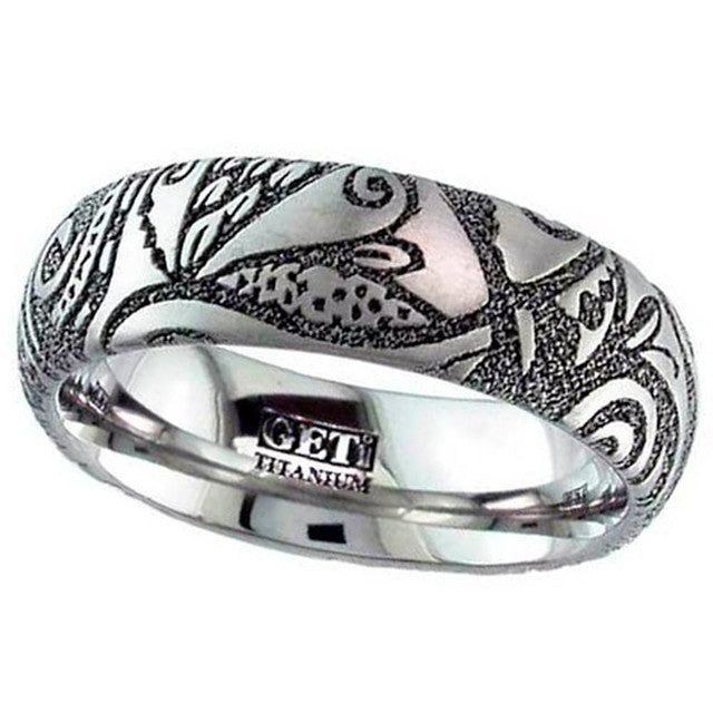 Titanium Floral Patterned Ring - 2204-ZEN3