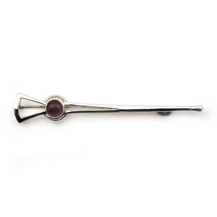 Sword And Amethyst Sterling Silver Kilt Pin - 835AM