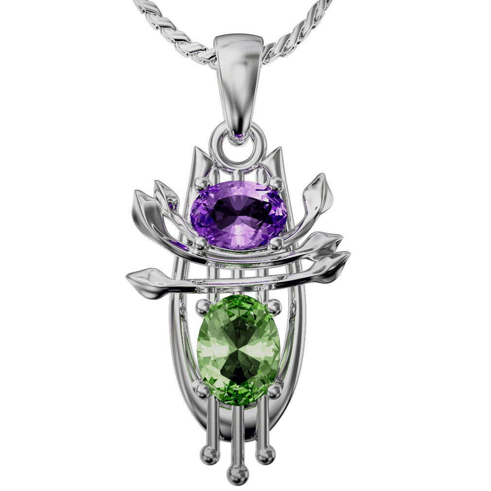 Sterling Silver, Amethyst and Peridot Mackintosh Pendant - 840MP