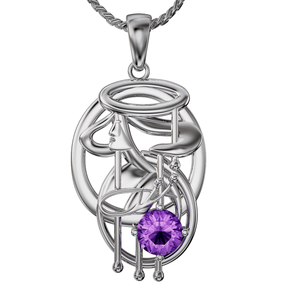 Sterling Silver and Amethyst Mackintosh Pendant - 870